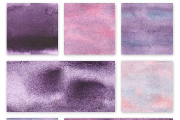 8款紫色水彩无缝纹理素材 Watercolor Seamless Textures – Purple Pack插图4