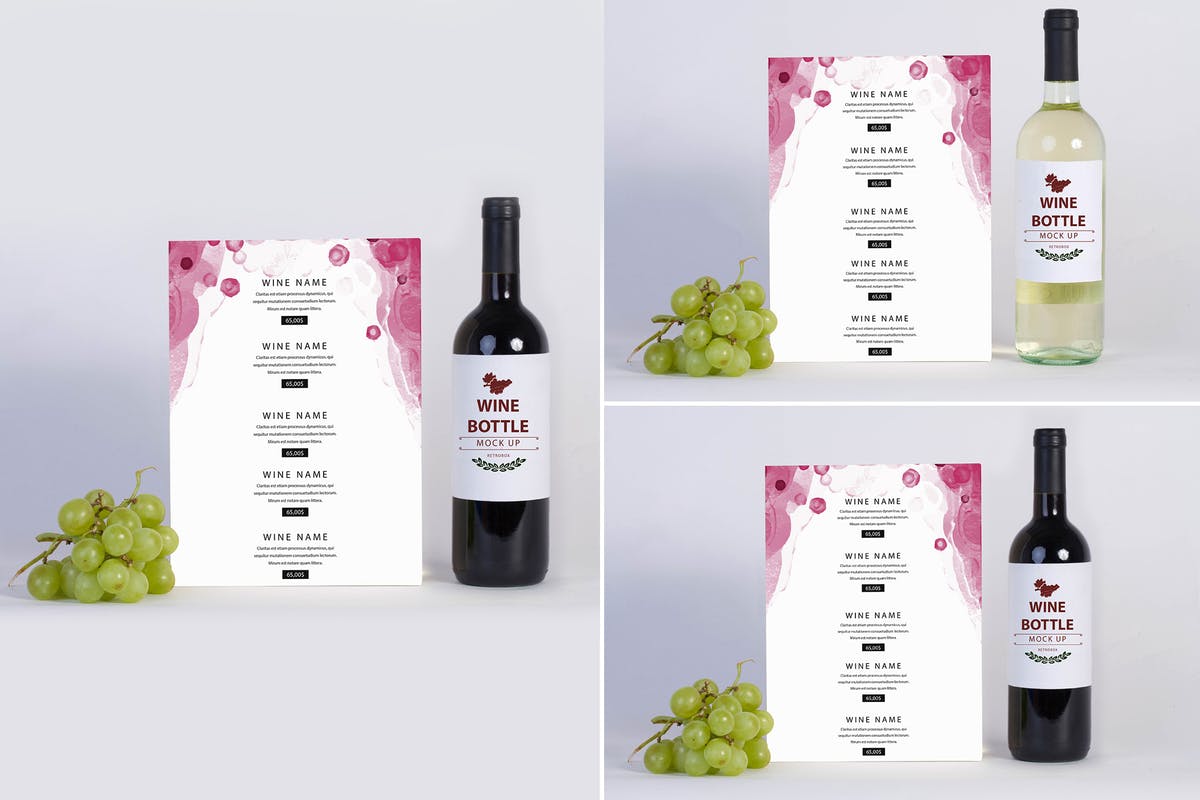西餐厅葡萄酒酒水菜单设计样机模板 Wine Menu Mock Up插图