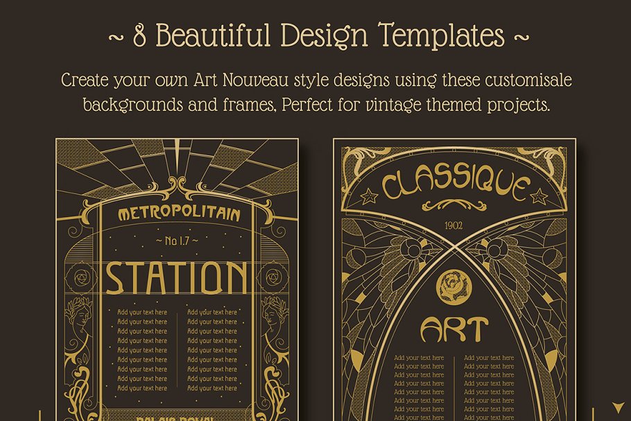 复古新艺术主义设计模板 Vintage Art Nouveau Design Templates插图(1)