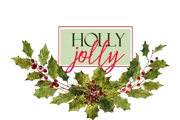 圣诞水彩剪辑集（一堆圣诞元素） Holly Steams Christmas Watercolors插图9