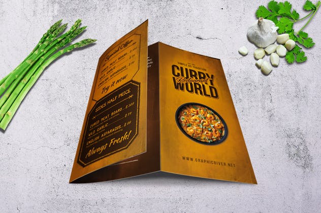 咖喱美食复古餐饮菜单PSD模板下载 Curry World Retro Menu Bundle插图9