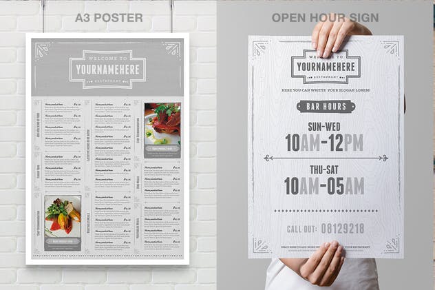 经典餐厅食品菜单设计模板 Classy Food Menu 4 Illustrator Template插图5