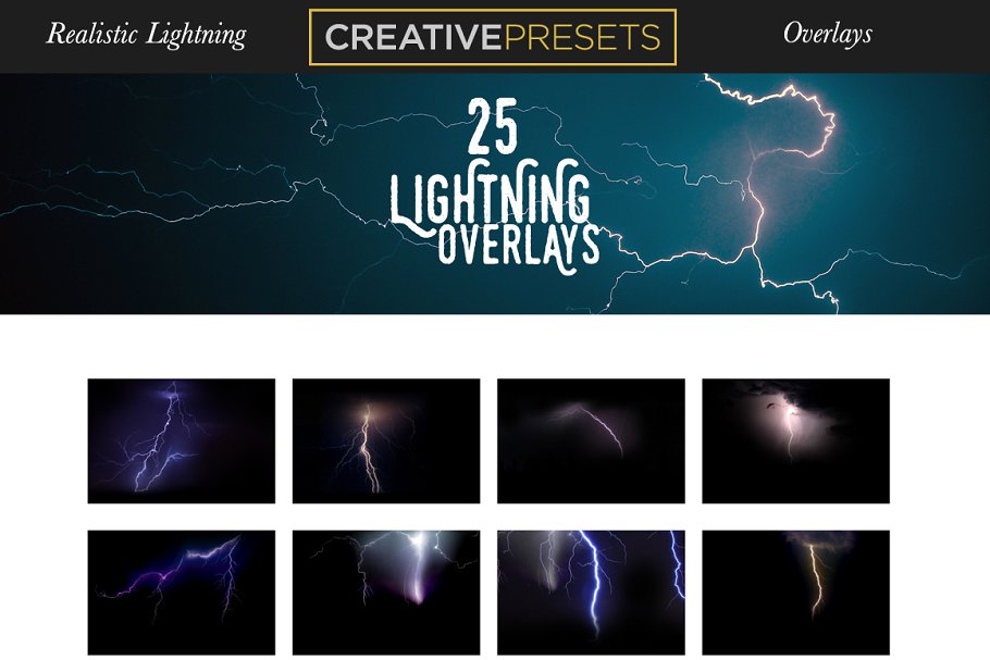 逼真雷电闪电叠层背景 Realistic Lightning Overlays插图5