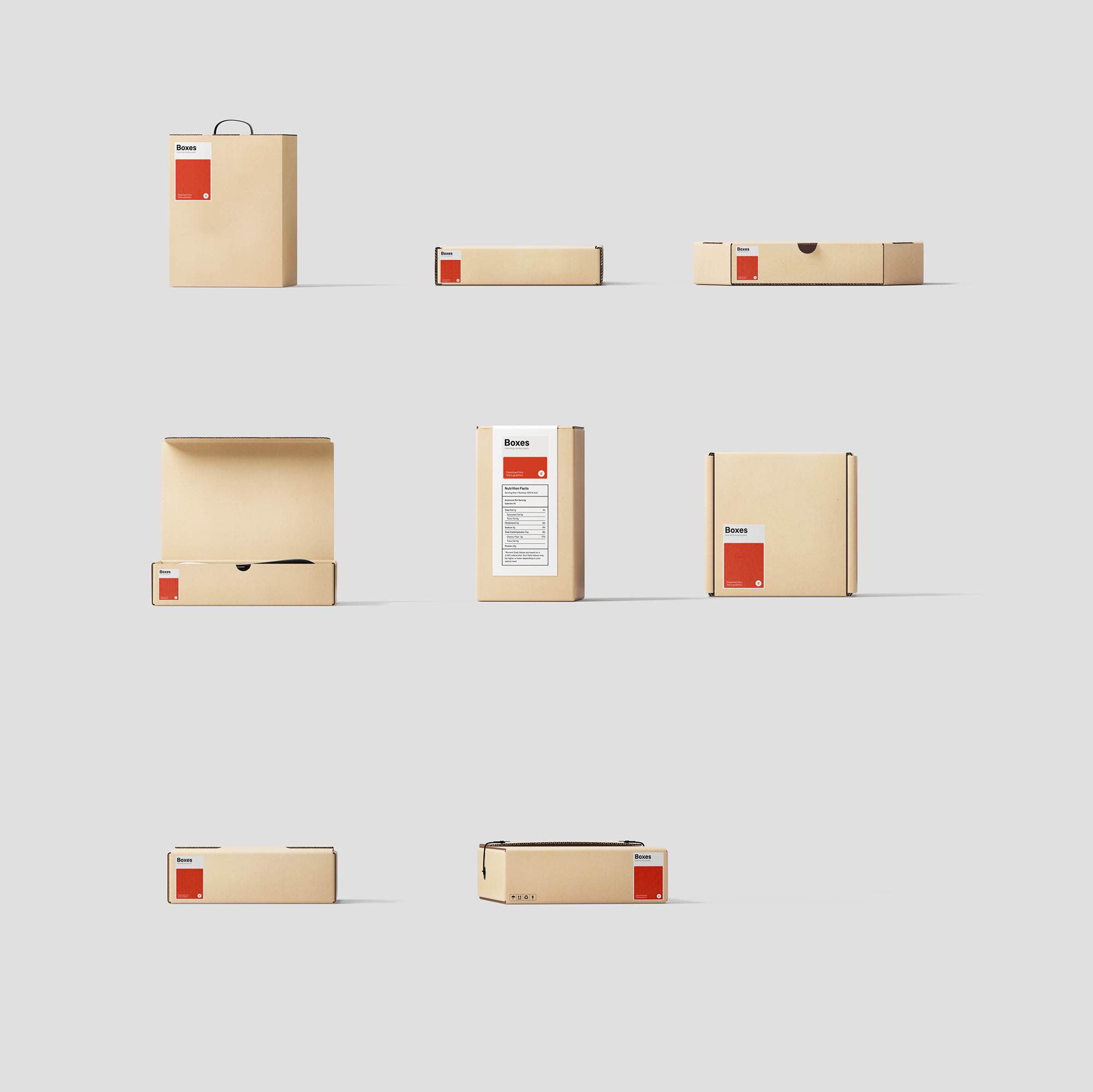 各式各样的牛皮纸硬纸板包装盒子样机81 Box Mockups插图5
