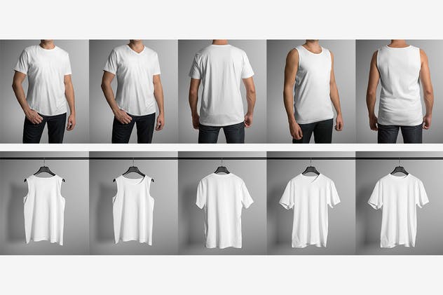 男模特夏季印花T恤服装样机 T-Shirt Mockup Male Model插图(3)