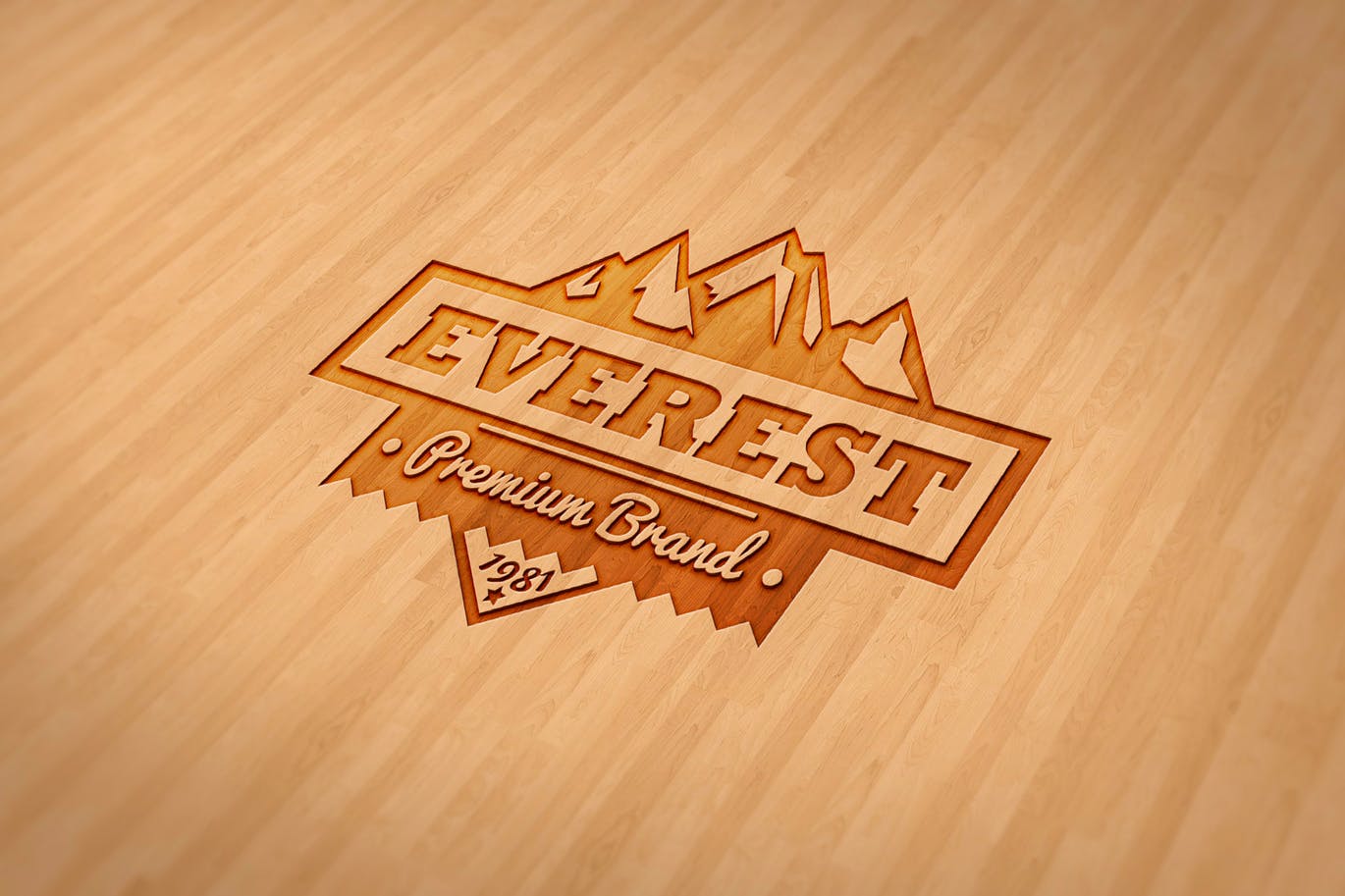 户外运动品牌Logo商标木刻效果图样机模板 Wood Engraved Mockup插图