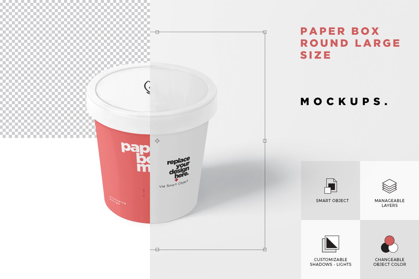 桶状纸筒包装设计效果图样机模板 Paper Box Mockup PSDs Round – Large Size插图(6)