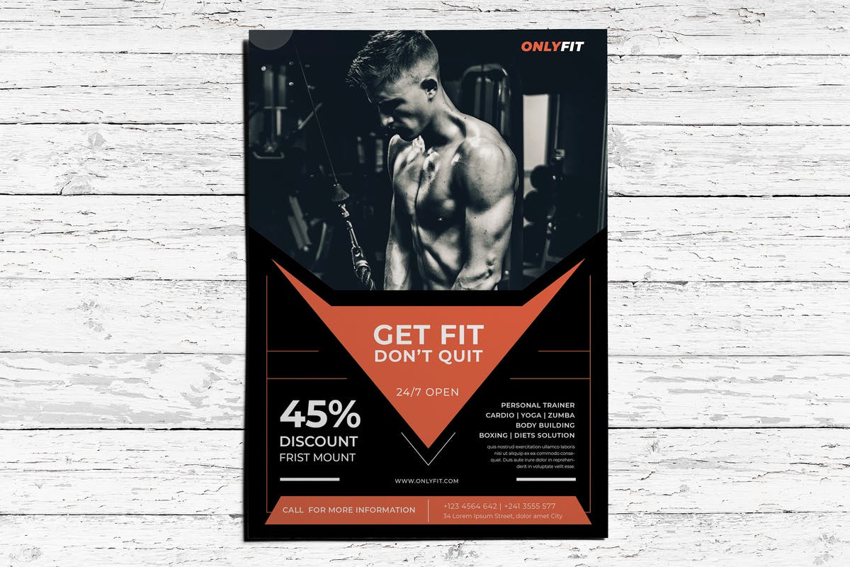 运动俱乐部/健身房广告传单海报设计模板 Gym Flyer插图