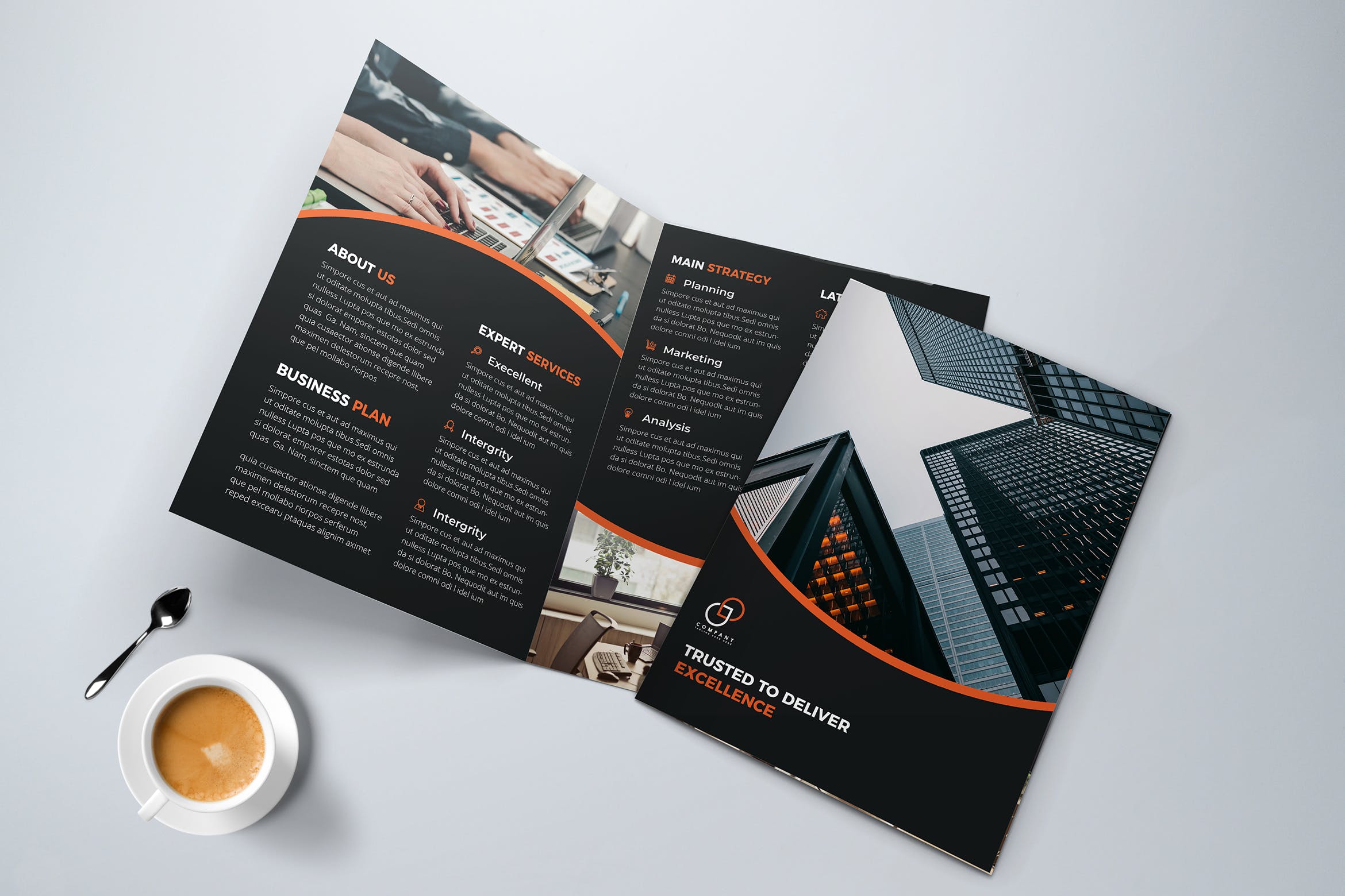 双折页业务/企业宣传传单设计模板 Bifold Business Brochure插图