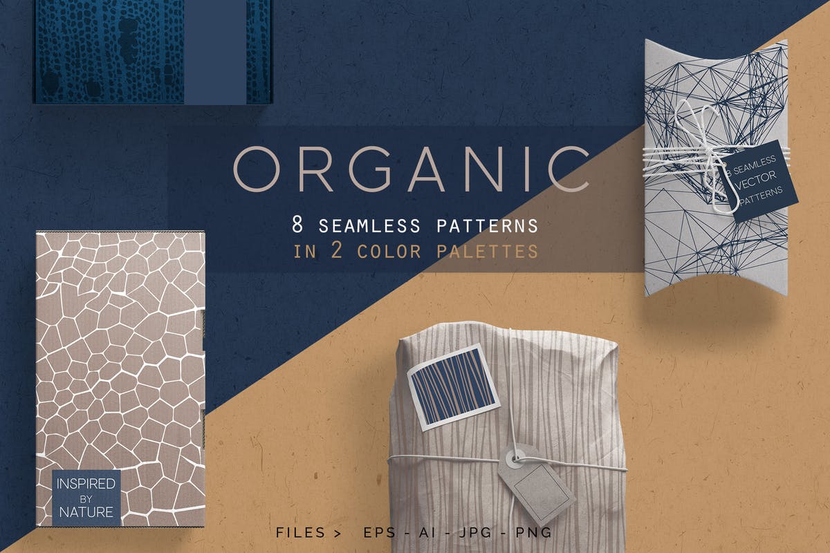 包装印刷品有机印花图案设计素材 Organic Patterns – 2 color palettes插图