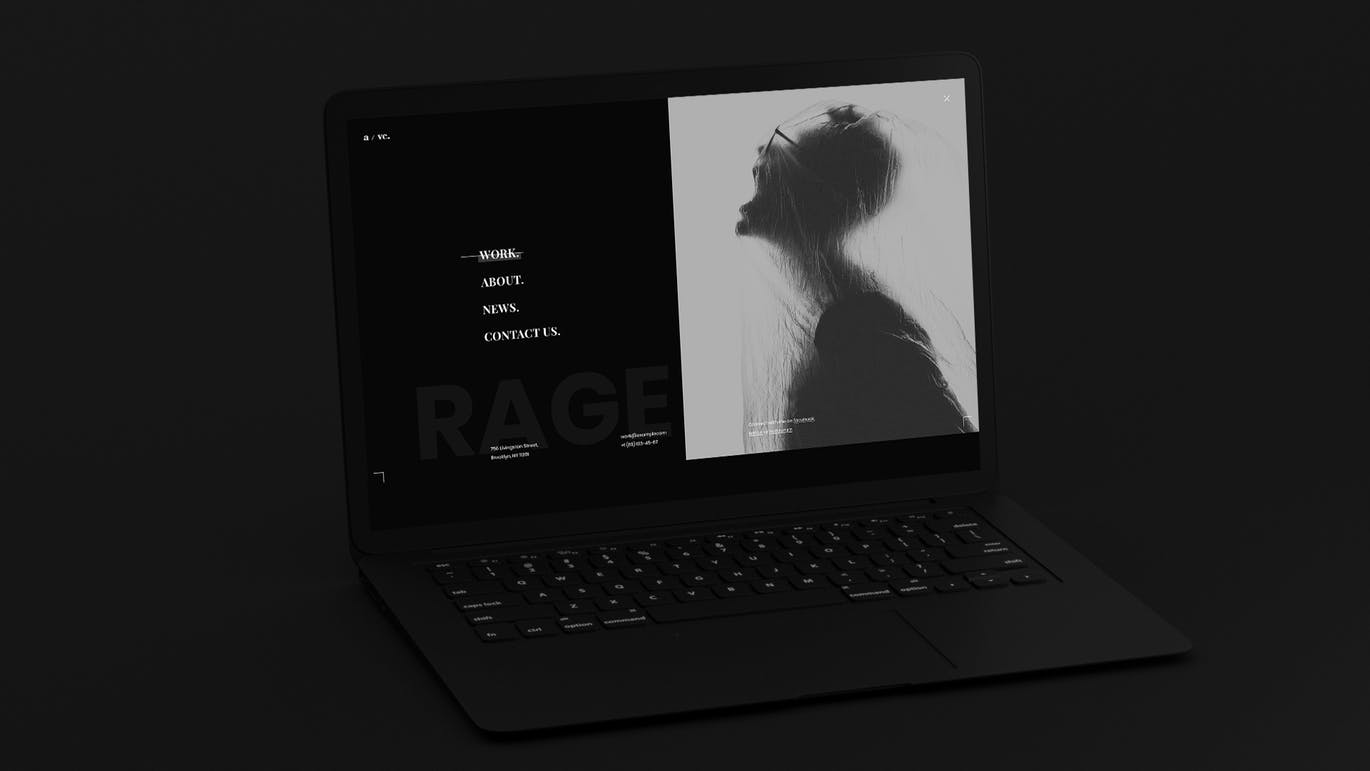 黑色超级笔记本屏幕预览样机模板 Black Laptop Mockup插图(2)