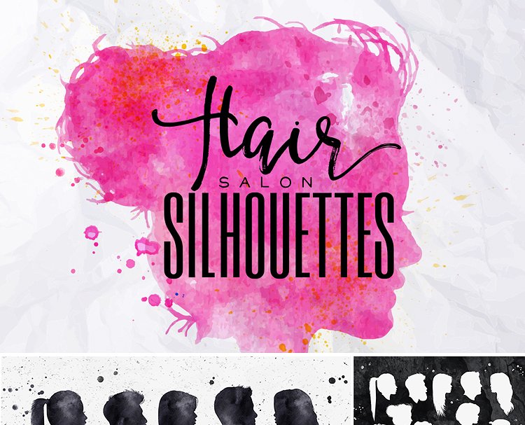 发廊沙龙发型剪影 Hair Salon Silhouettes插图