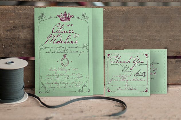 1900年经典复古巴黎婚礼邀请函设计套装 1900 Paris Wedding Invitation插图(2)
