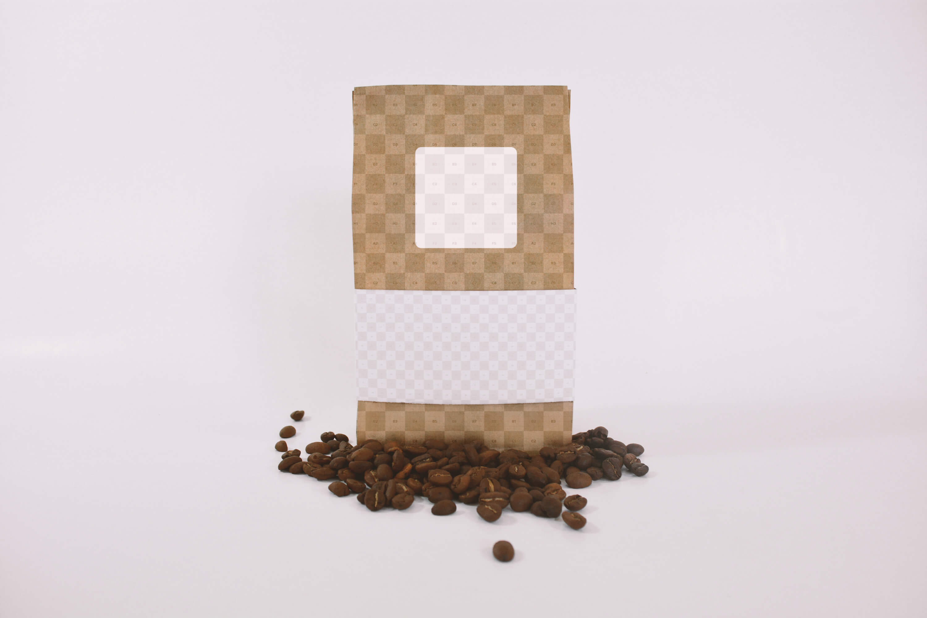 咖啡豆包装纸袋定制设计效果前视图样机 Coffee Bag Mockup Front View插图(1)