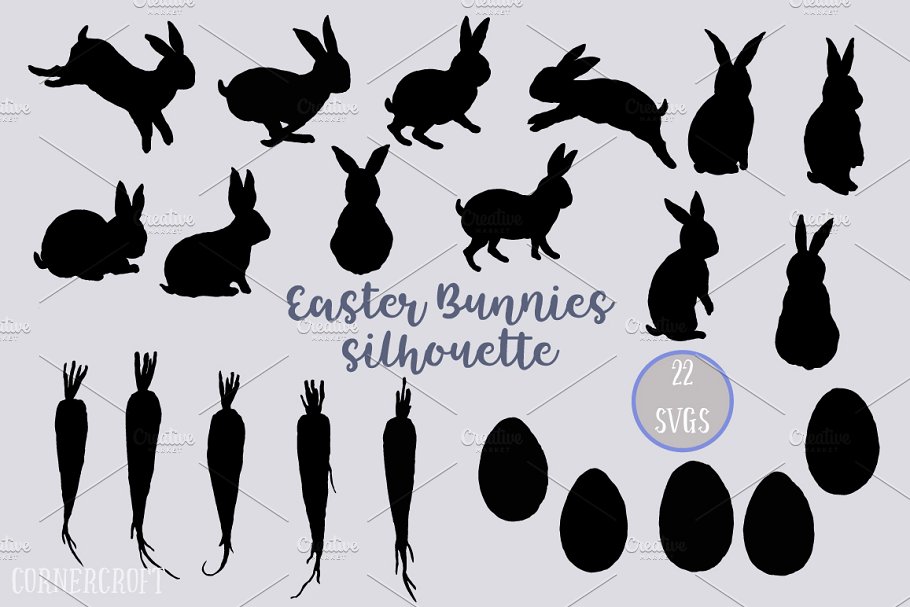 复活节水彩手绘兔子剪贴画合集 Watercolor Abstract Easter Bunny插图(2)