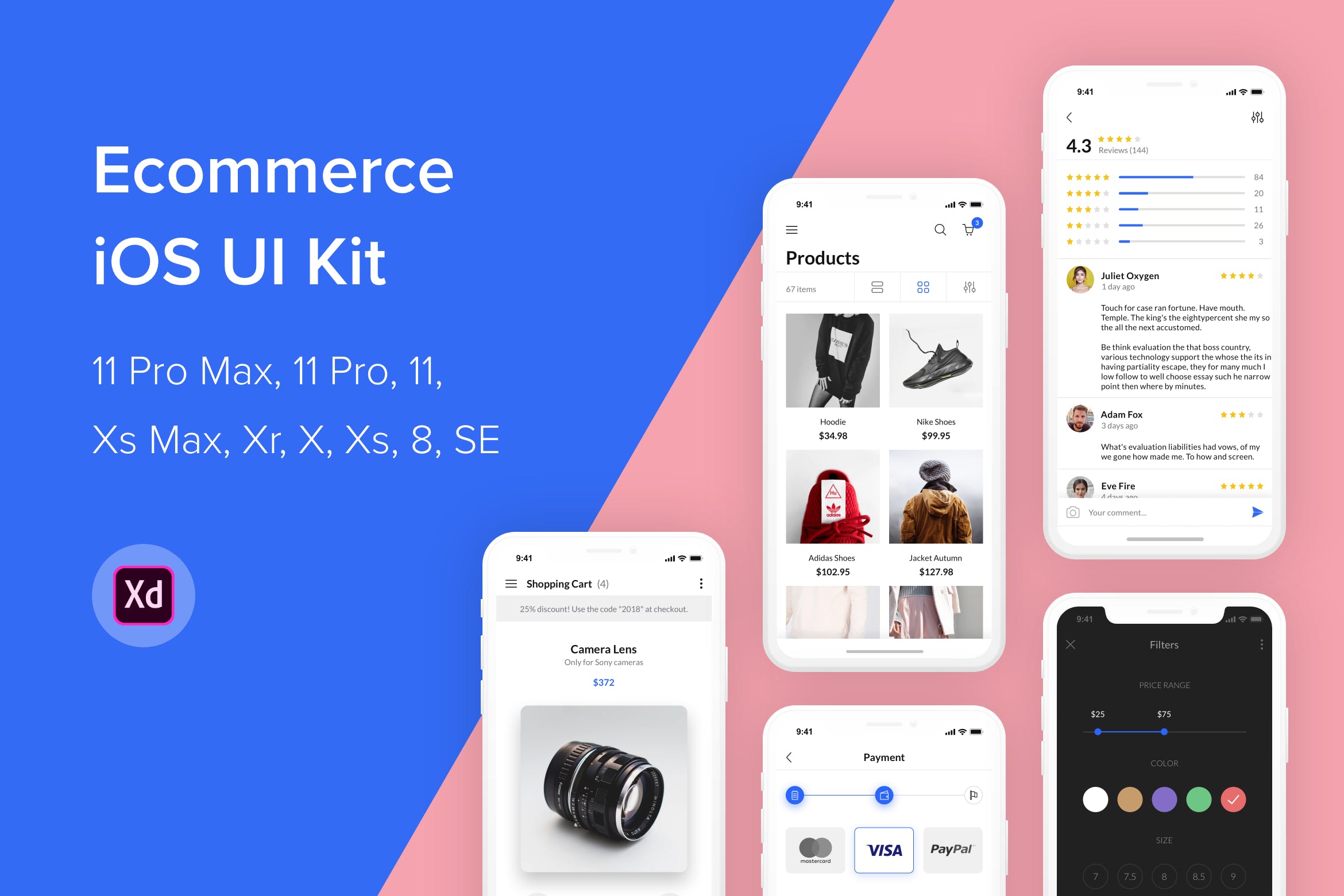 iOS平台电商平台APP应用UI设计套件[for XD] Ecommerce iOS UI Kit (Adobe XD)插图