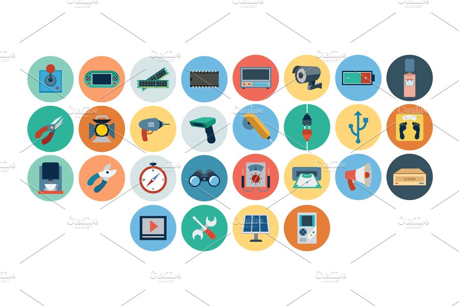 120+电子产品设备扁平化图标 120+ Electronics Flat Icons插图(3)