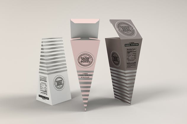 三角形食品纸盒包装样机模板 Funnel Paper Box Packaging Mockup插图(8)