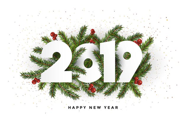 2019年新年猪年大红色贺卡设计模板 Happy New Year 2019 Greeting Cards插图(5)