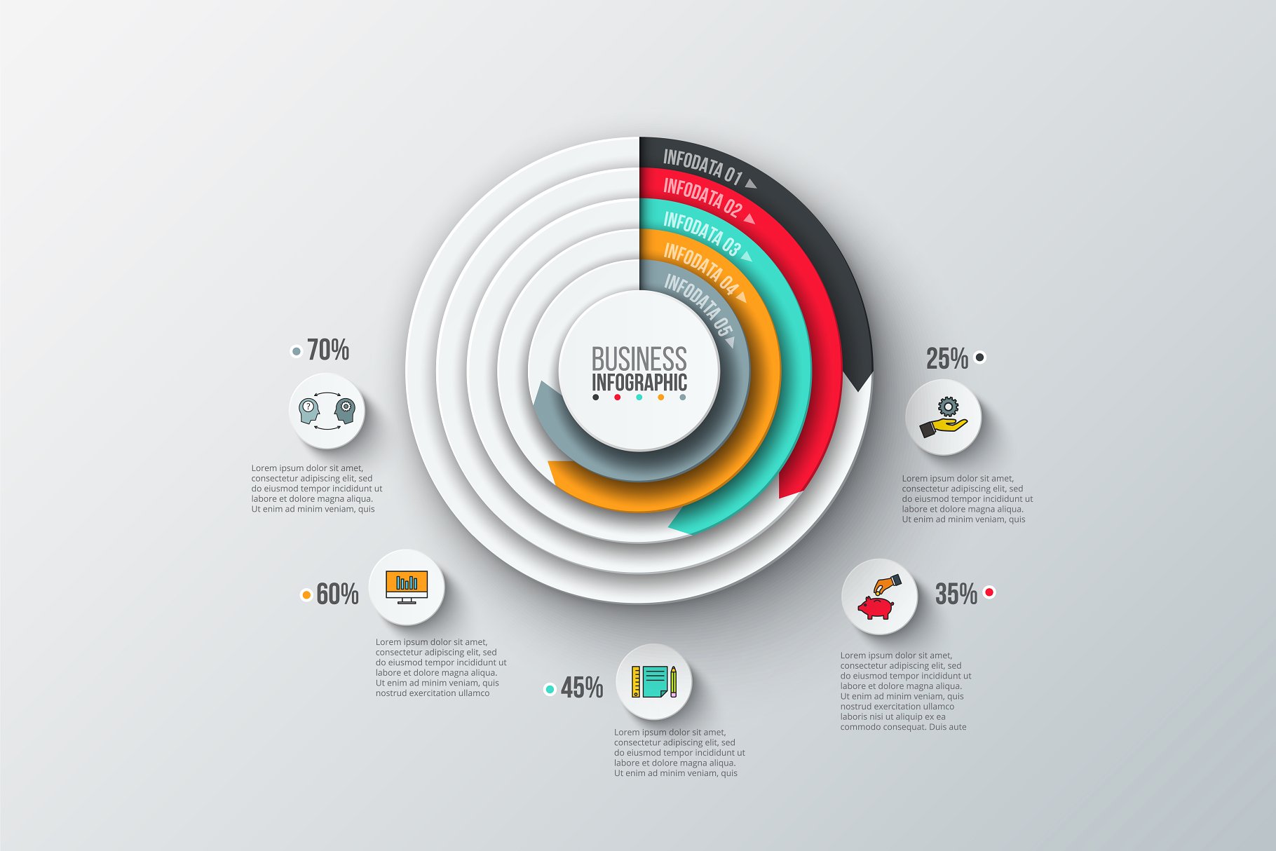 商业主题信息图表演示文稿设计元素v.12 Business infographic diagrams v.12插图(6)