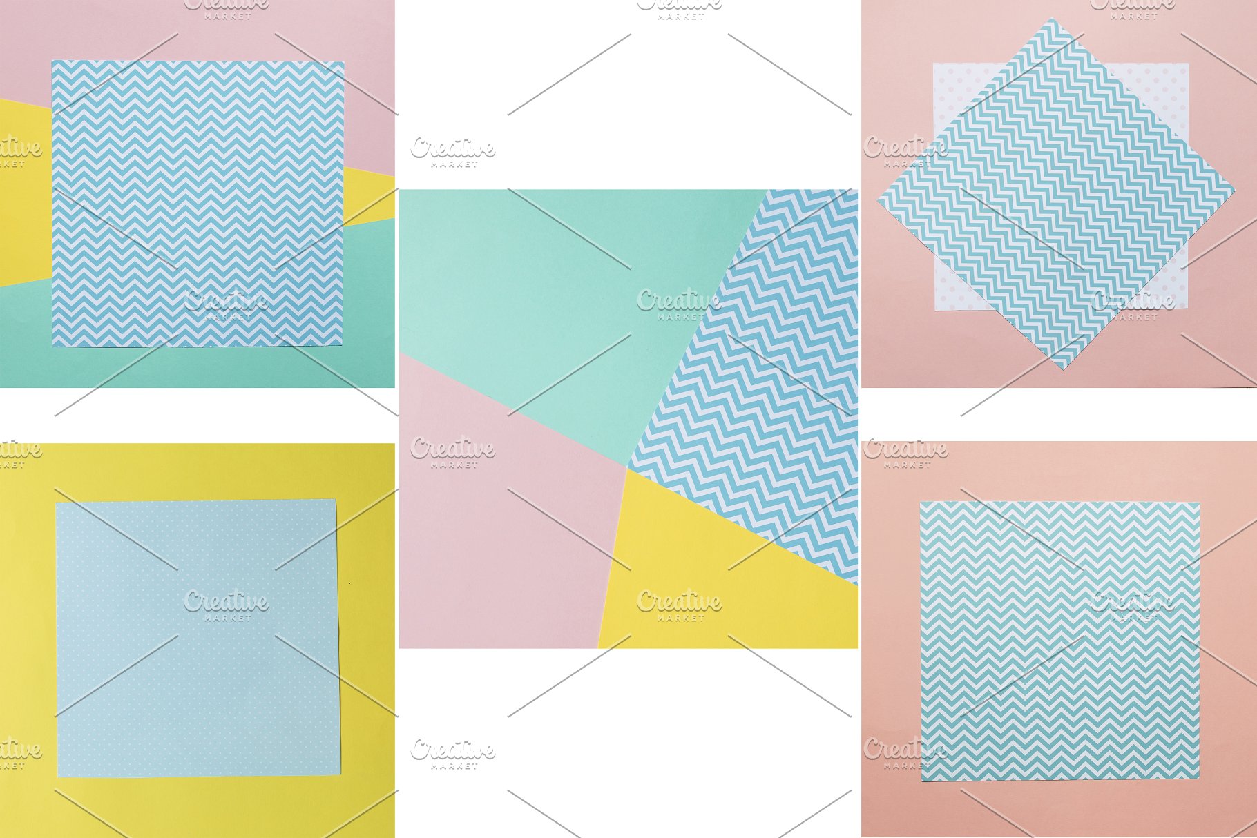 正方形几何图案背景纹理 Paper Textures – Mock up Bundle插图3