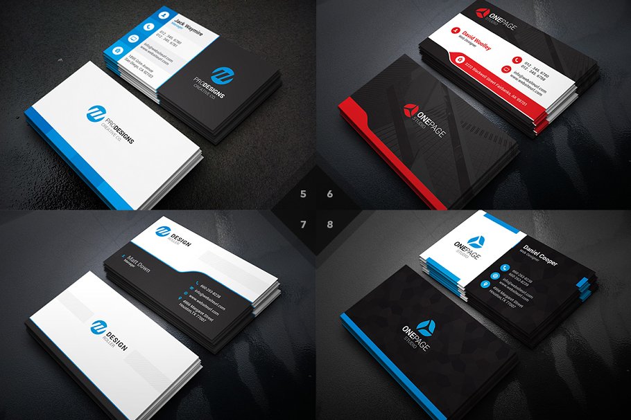 12款现代设计风格企业名片设计模板合集 12 Modern Business Cards – Bundle v1插图(2)