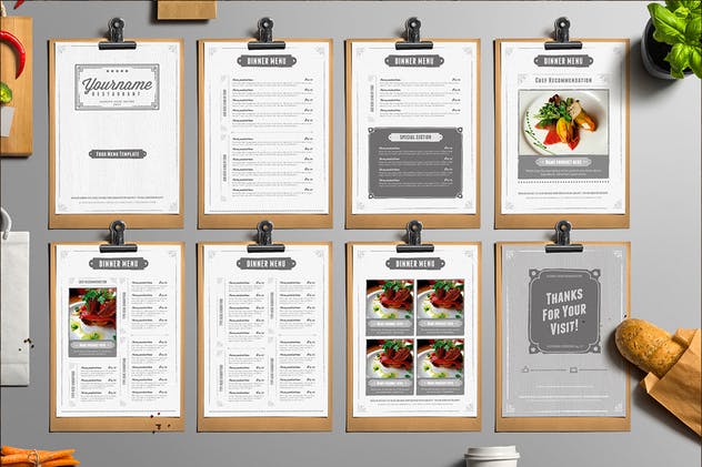 经典餐厅食品菜单设计模板 Classy Food Menu 4 Illustrator Template插图3
