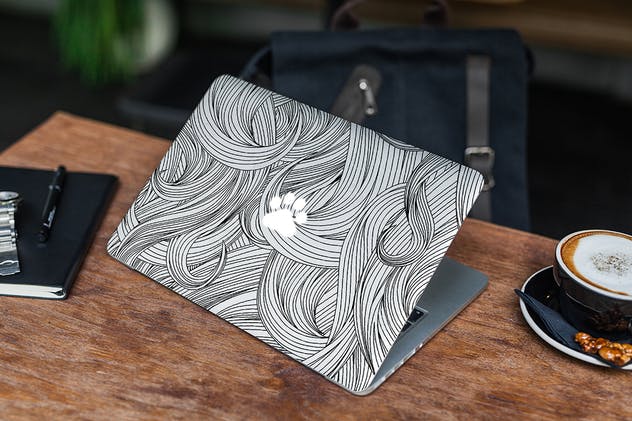 Macbook A面定制外观样机模板 MacBook Skin Mock-Up插图(7)