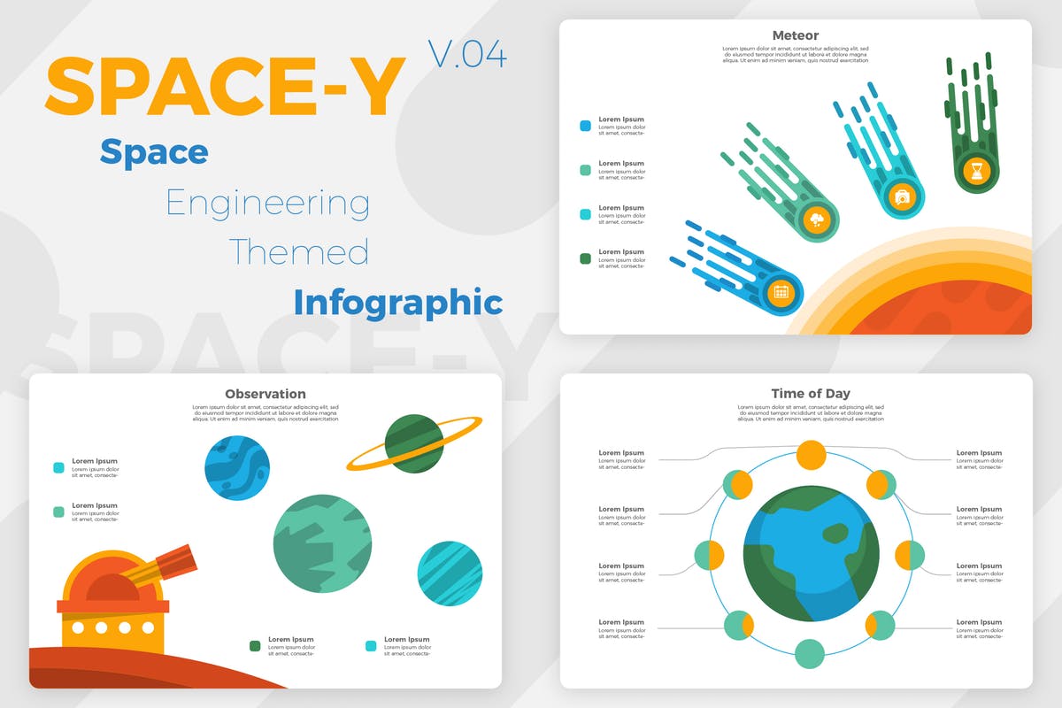 航天科技信息图表幻灯片设计素材模板V4 Space-Y v4 – Infographic插图