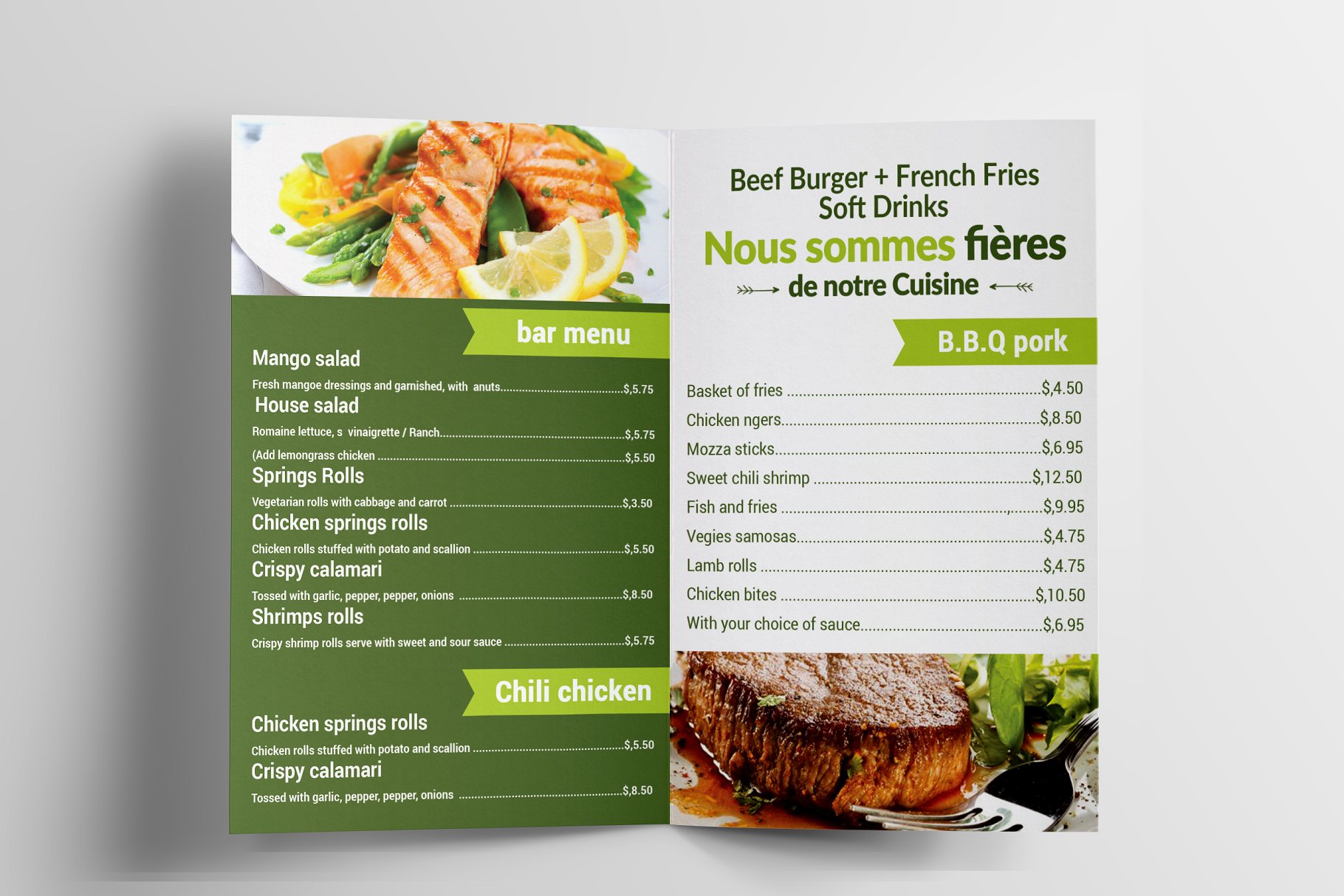 双折页西式快餐餐厅食品菜单模板 Bi-fold Restaurant Food Menu插图(5)