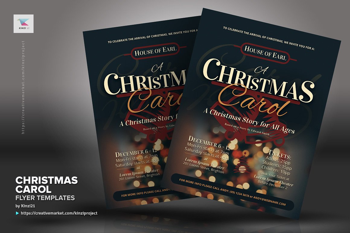 圣诞之歌海报模板 Christmas Carol Flyer Templates [psd]插图(3)