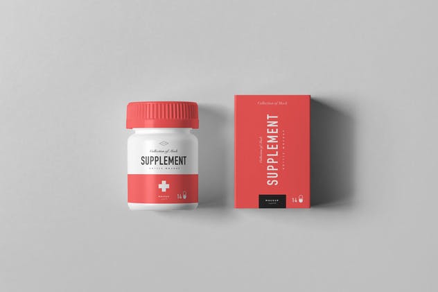 保健品药物罐子&盒子样机模板7 Supplement Jar & Box Mock-up 7插图(7)