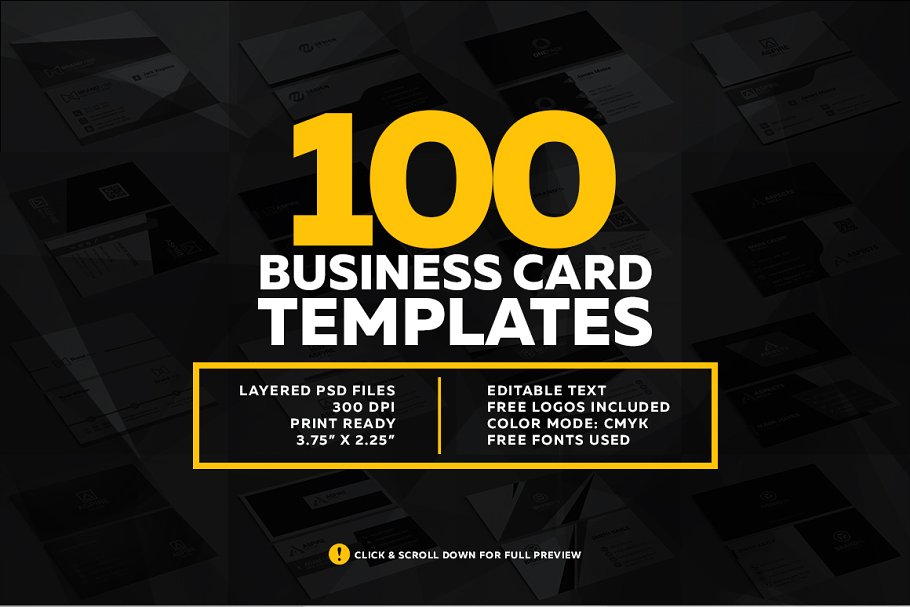 100款现代设计风格企业名片模板 100 Modern Business Cards Bundle插图(1)