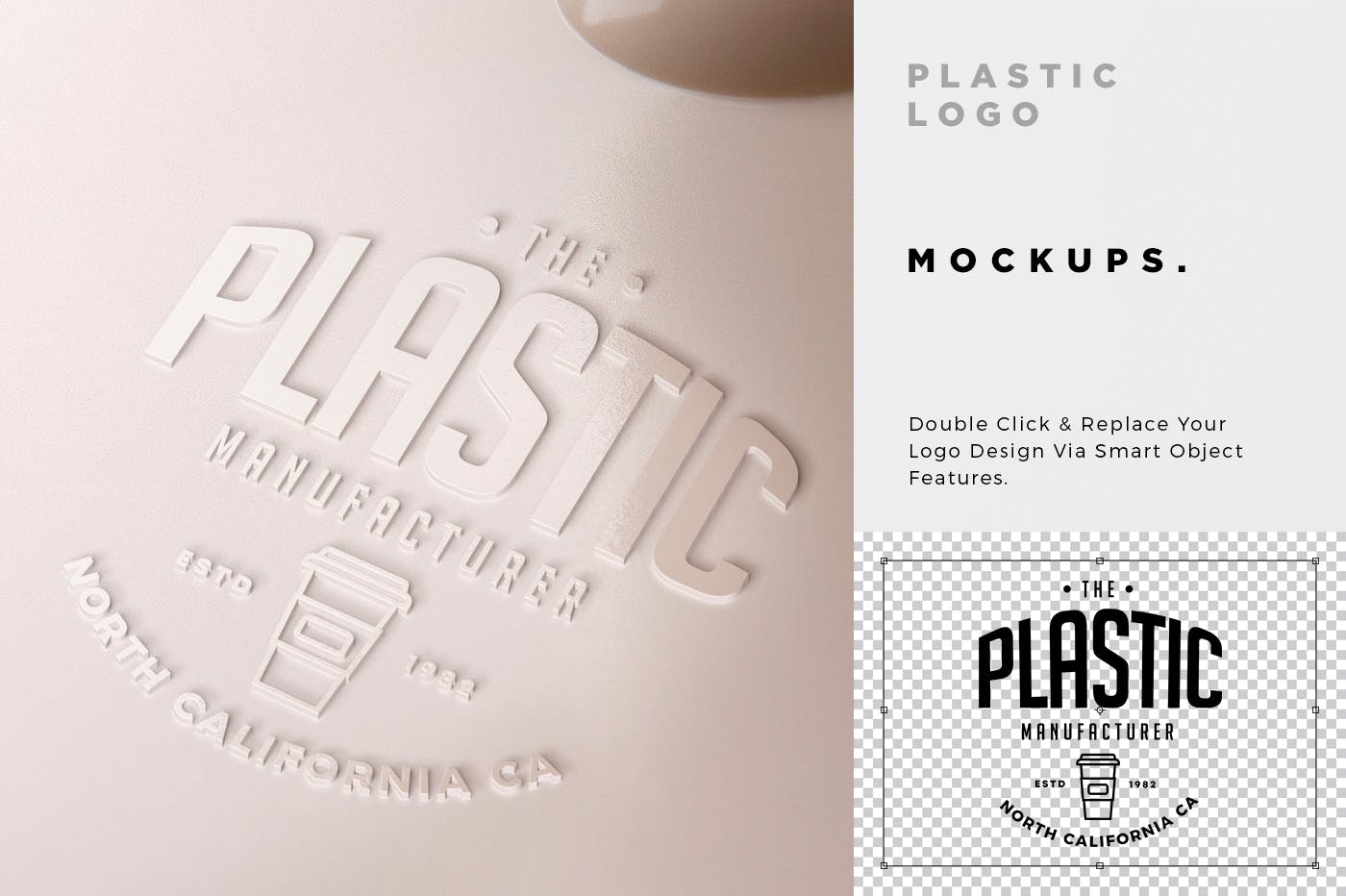 塑胶压印工艺Logo设计效果图样机 Plastic Logo Mockups插图4