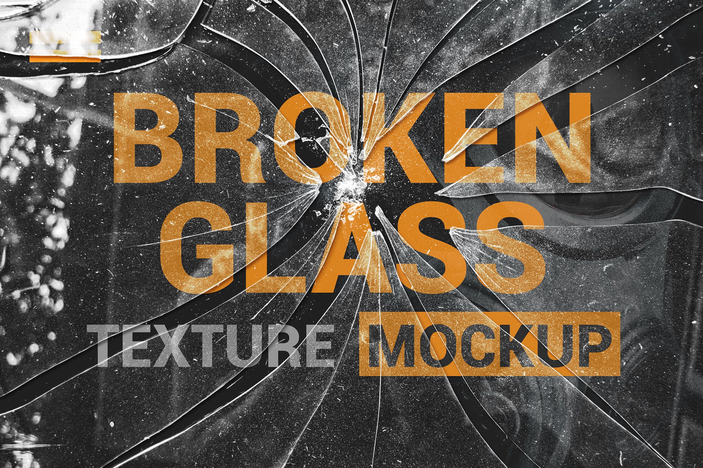 破碎玻璃效果PS图层样式PSD分层模板 Broken Glass Texture Mockup插图