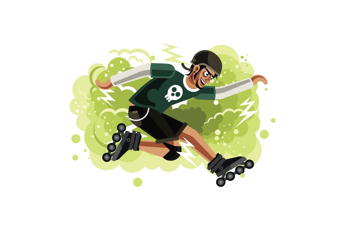 溜冰体育运动卡通矢量插画设计素材 Sport boy on Roller Skater插图