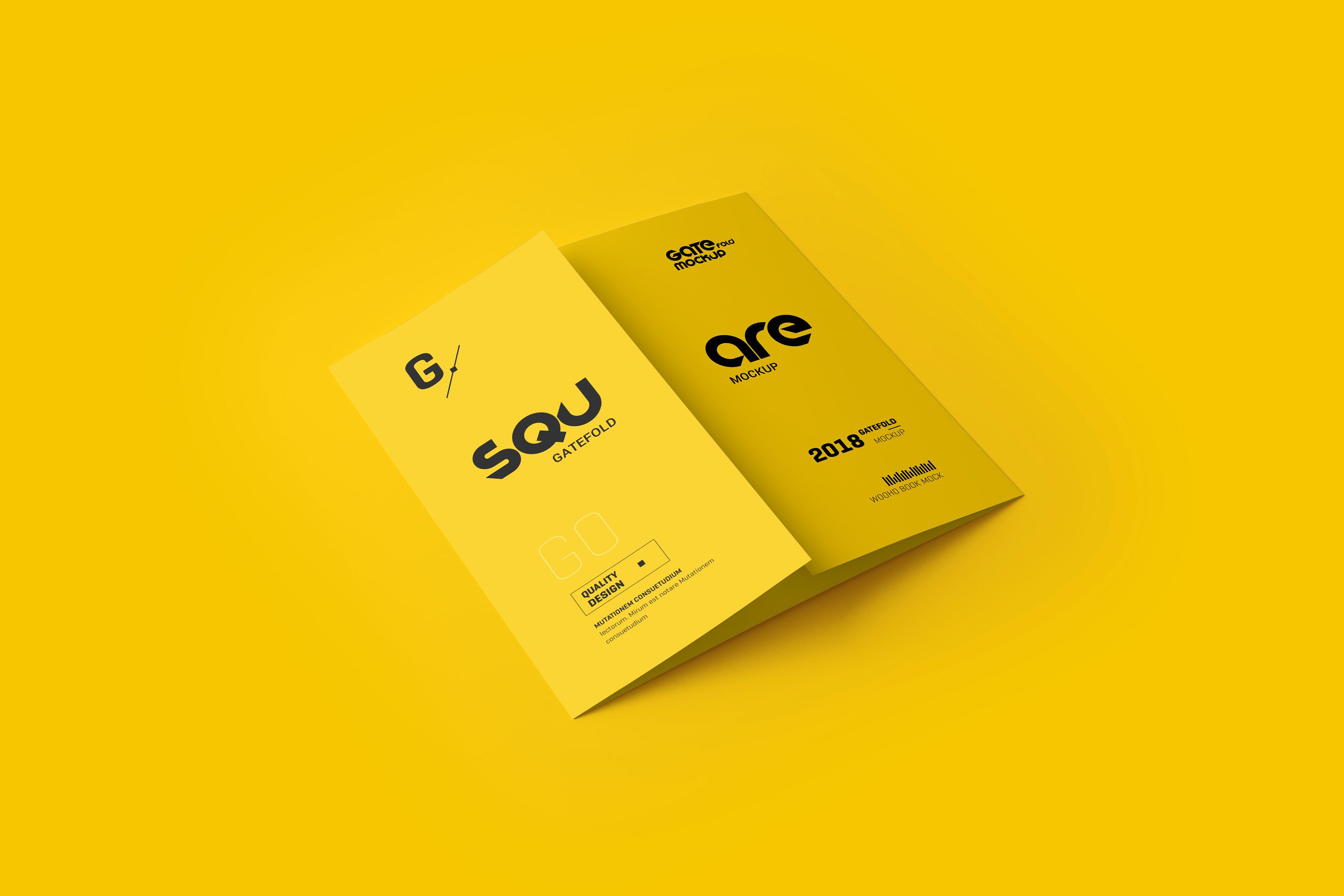 方形折页小册子展示样机下载 Square Gatefold Brochure Mockup-[psd]插图(3)