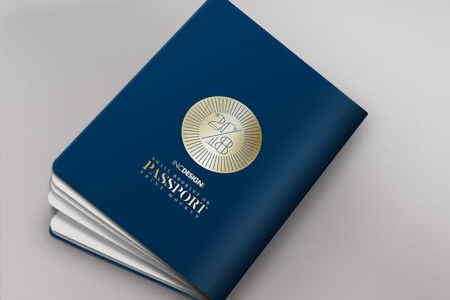 高分辨率出国护照证照样机模板 Passport Booklet Photo Realistic MockUp插图1