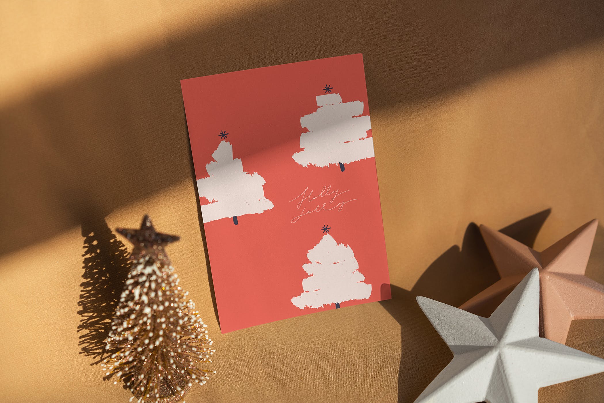 圣诞节明信片设计图预览样机模板 Christmas Postcard Mock-Ups插图9