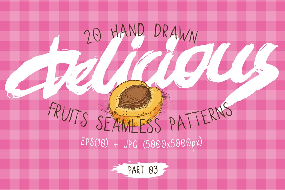 20款手绘水果图案无缝纹理第三波 Fruits Seamless Patterns Set插图
