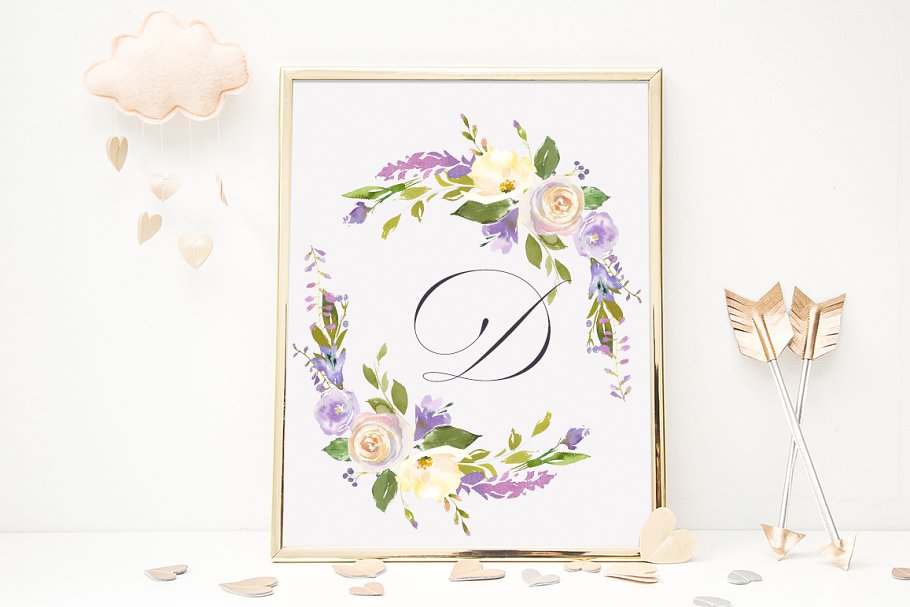 水彩花卉设计素材合集（剪贴画、纹理、纸张等） Bouquets de Mariee Watercolor Set插图3