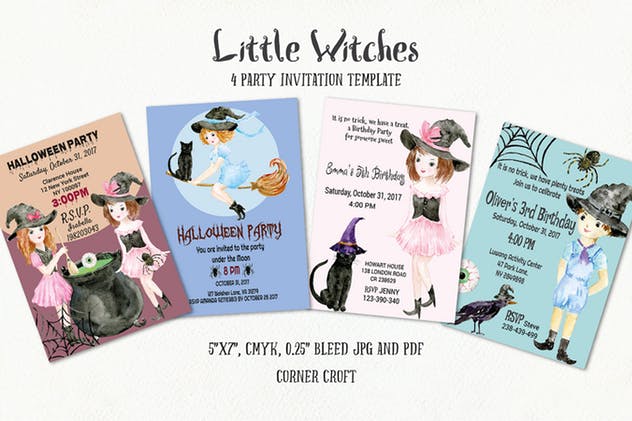 小女巫水彩元素设计套装 Little Witches Design Kit Watercolor插图(4)