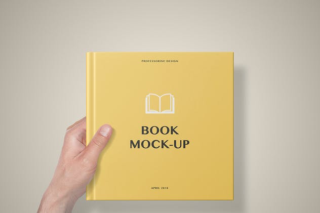 精装硬封面方形书展示样机模板 Hard Cover Square Book Mockup – Set 2插图(6)