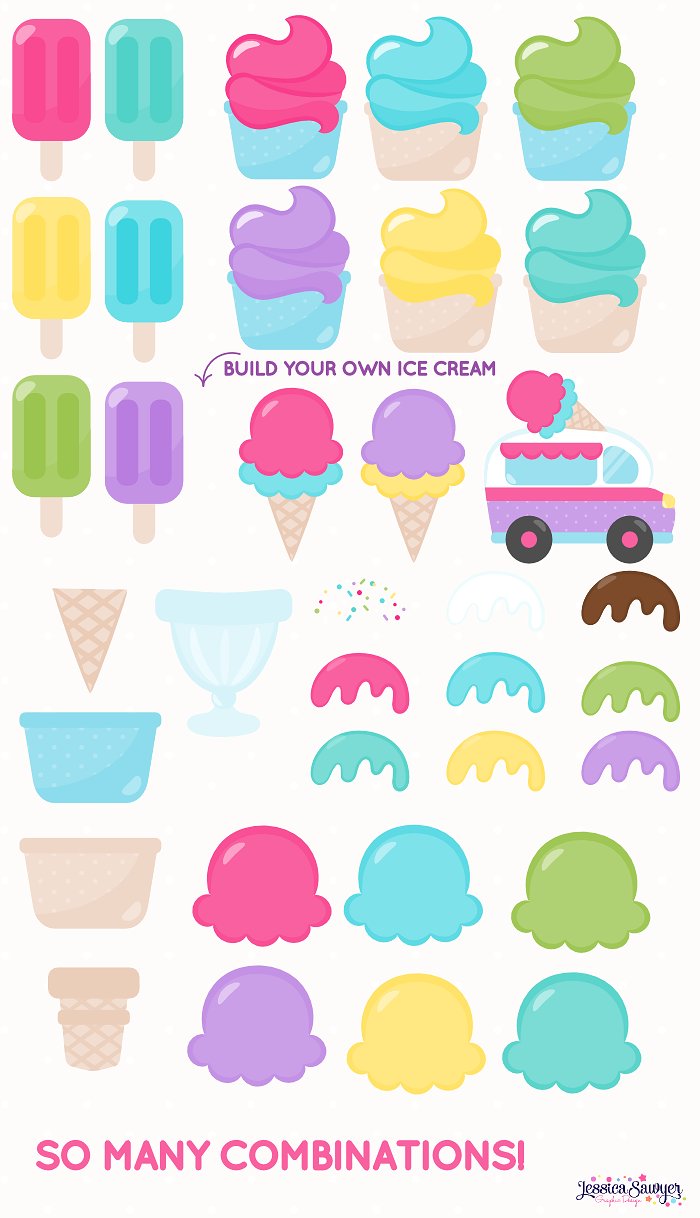 手绘风格冰淇淋矢量素材 The Ultimate Ice Cream Clipart Pack插图1
