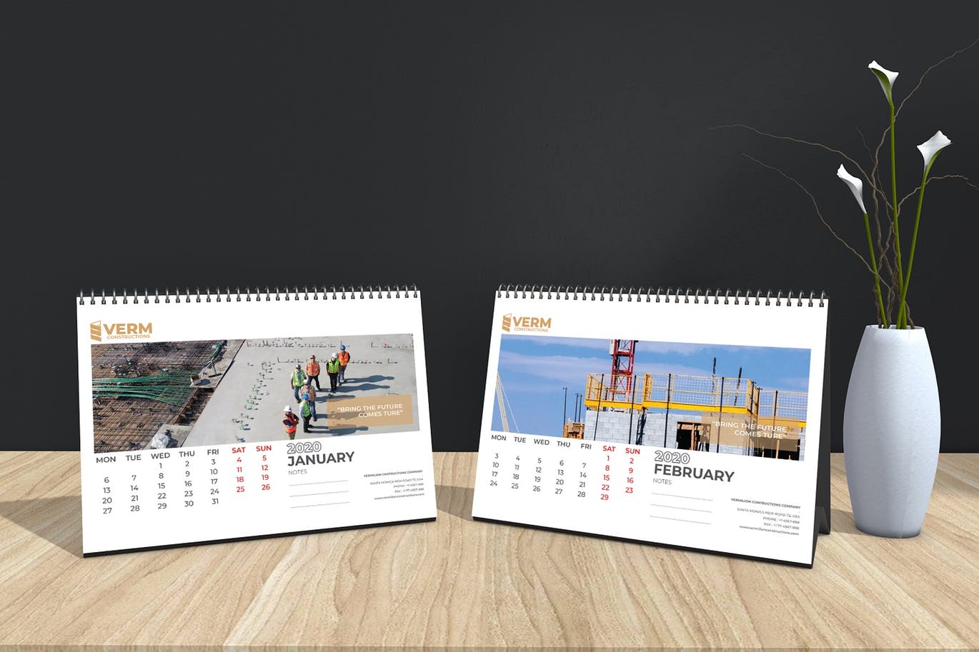 2020年建筑主题台历&挂墙日历表设计模板 Construction Wall & Table Calendar 2020插图(9)