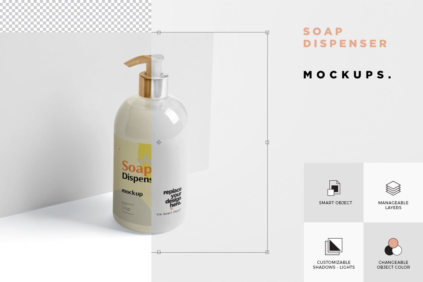 沐浴露/洗发水按压瓶外观设计样机 Soap Dispenser Mockup – Round Shape插图(5)