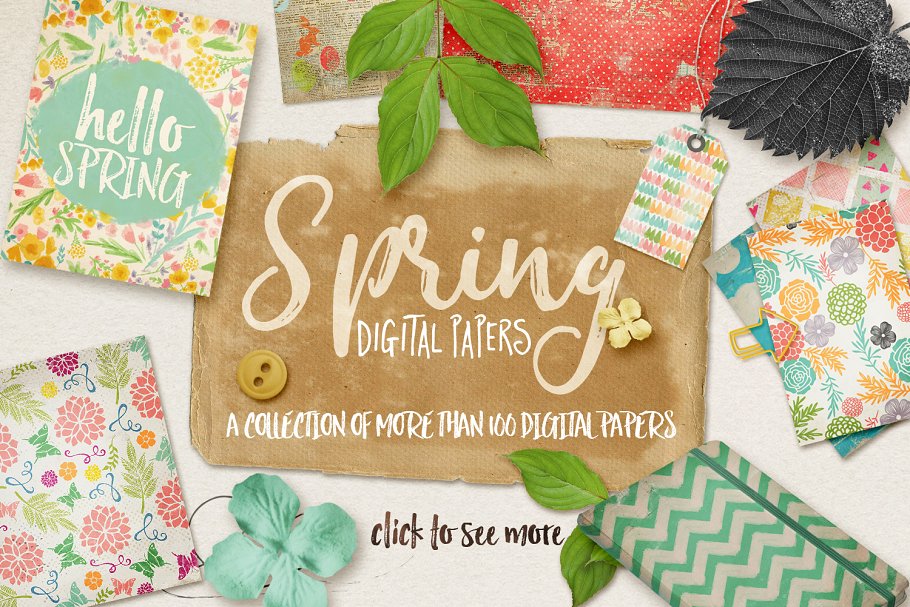 春季大自然色彩纸张包装纸纹理 Spring Digital Papers Collections插图4