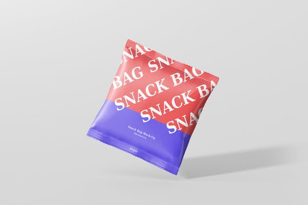方形小吃/零食塑料袋包装外观样机 Snack Foil Bag Mockup – Square Size插图1