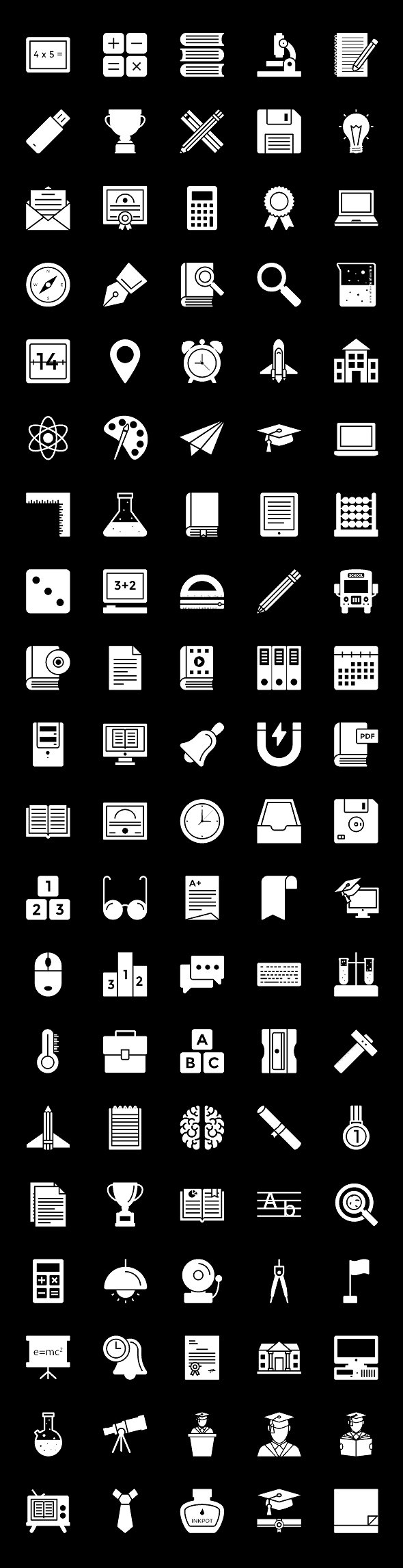 1200枚教育主题图标 Educational 1200 Icons Bundle Pack插图(8)