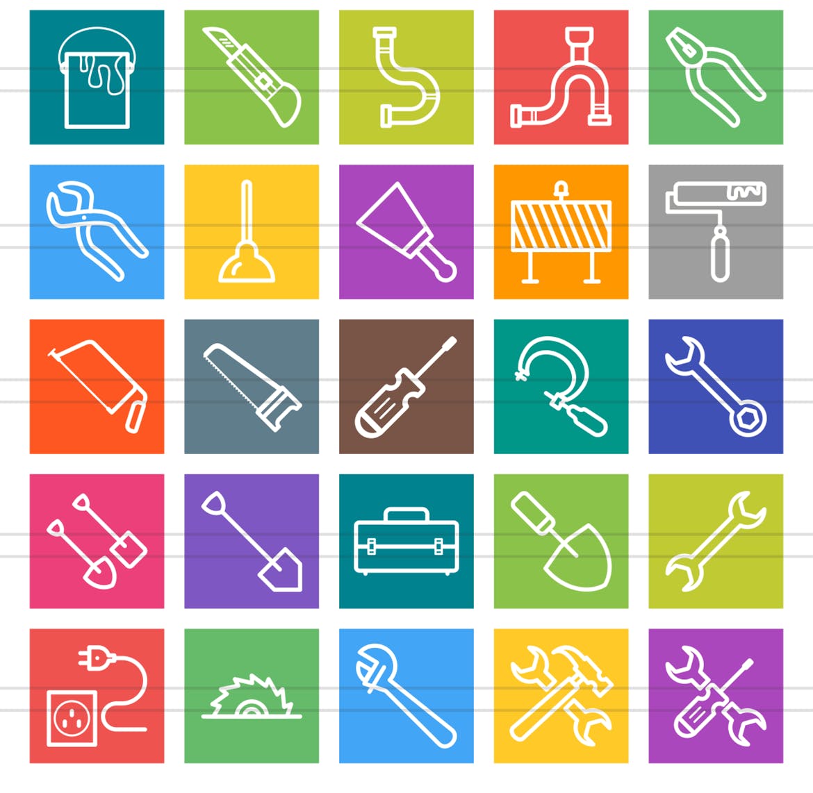 50枚工具多彩线条图标素材 50 Tools Line Multicolor Icons插图(2)